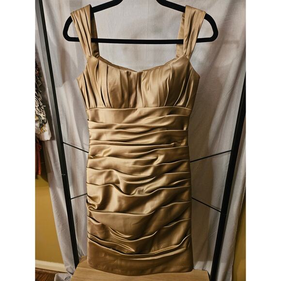 Bill Levkoff Gold Bodycon Dress – Size 4 - Picture 2 of 8
